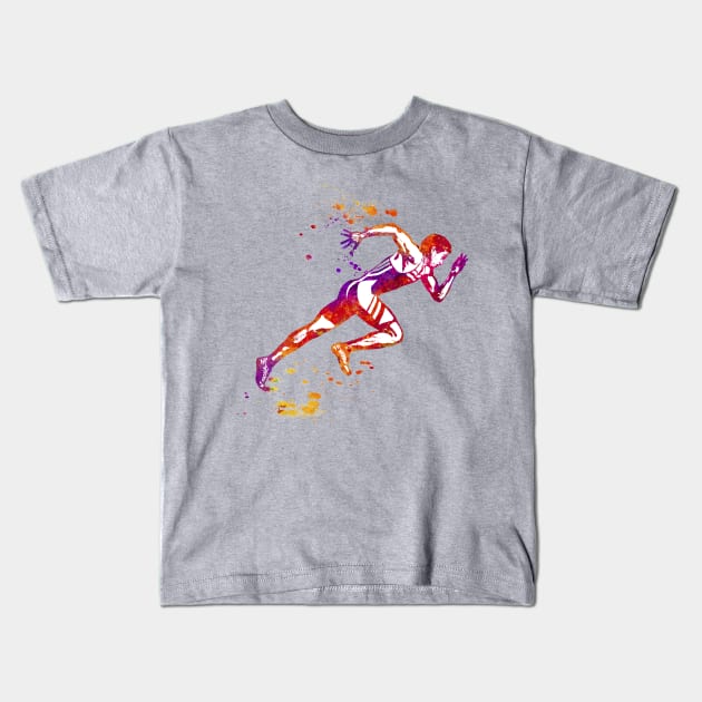 Track Runner Sprinter Sprinting - 04 Kids T-Shirt by SPJE Illustration Photography